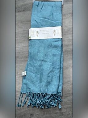 New The Relaxed Bamboo Collection Throw Blanket 50x60 Seaglass Blue Cotton Blend